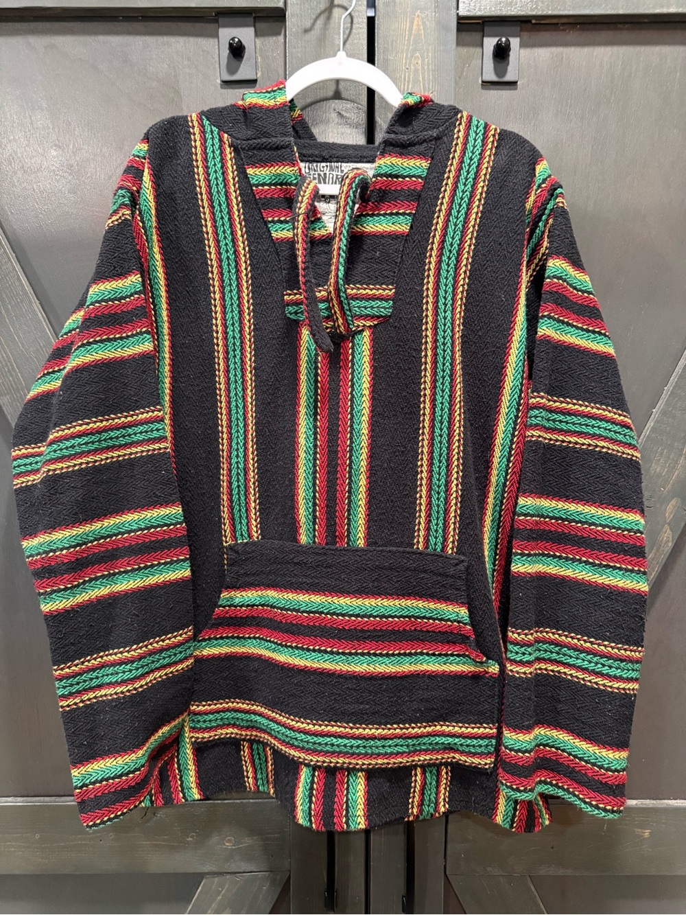Original Senor Lopez Black Baja Hoodie with Red, Green & Yellow Stripes